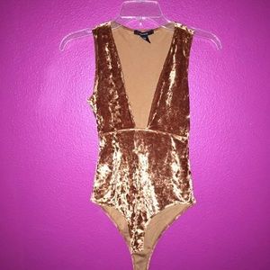 GOLD VELVET BODY SUIT